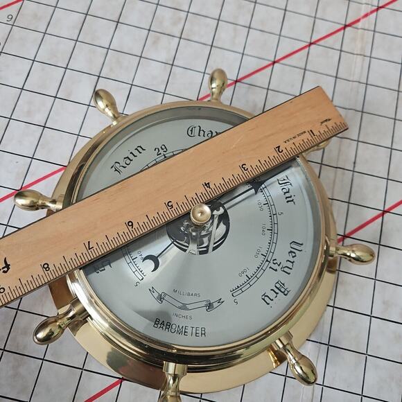 Bey Berk Brass SB402 Boat Ship Wheel Barometer Porthole Glass Nautical 9" Decor - Picture 5 of 16